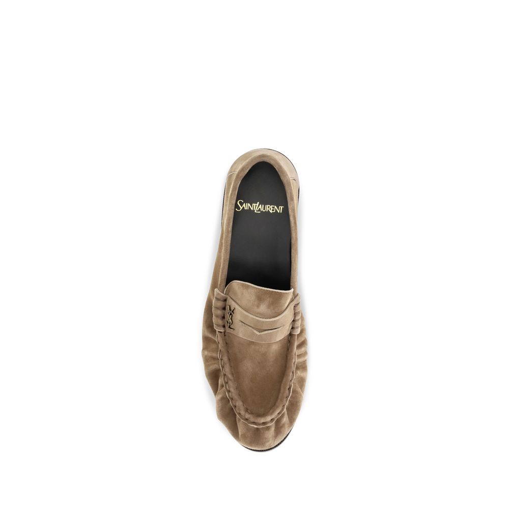 Saint Laurent Beige Calf Leather Bos Taurus Slip-On Loafers