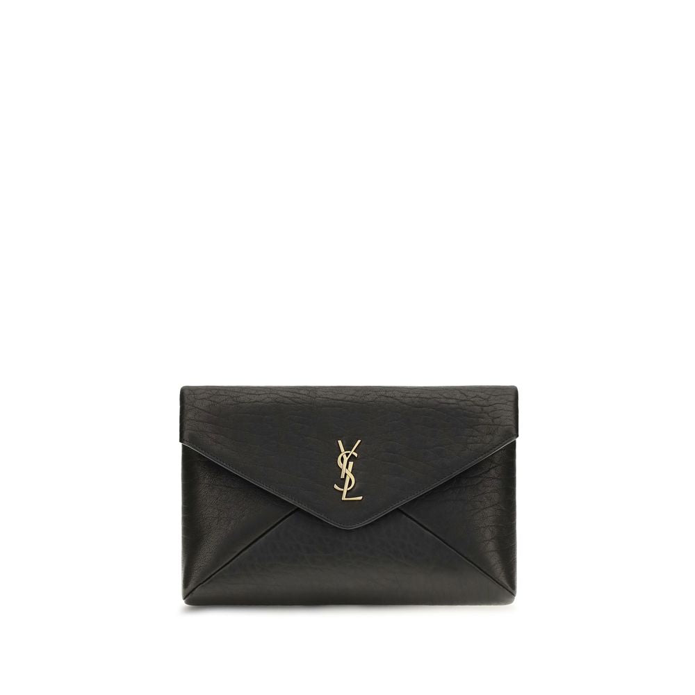 Saint Laurent Black Lamb Ovis Aries Clutch Bag