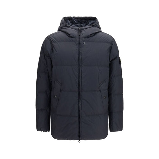 Stone Island Blue Goose Down Full-Length Jacket