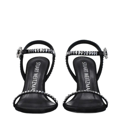 Stuart Weitzman Black Satin Stiletto Heels Sandals