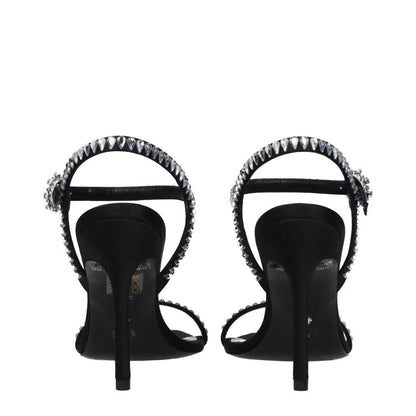Stuart Weitzman Black Satin Stiletto Heels Sandals
