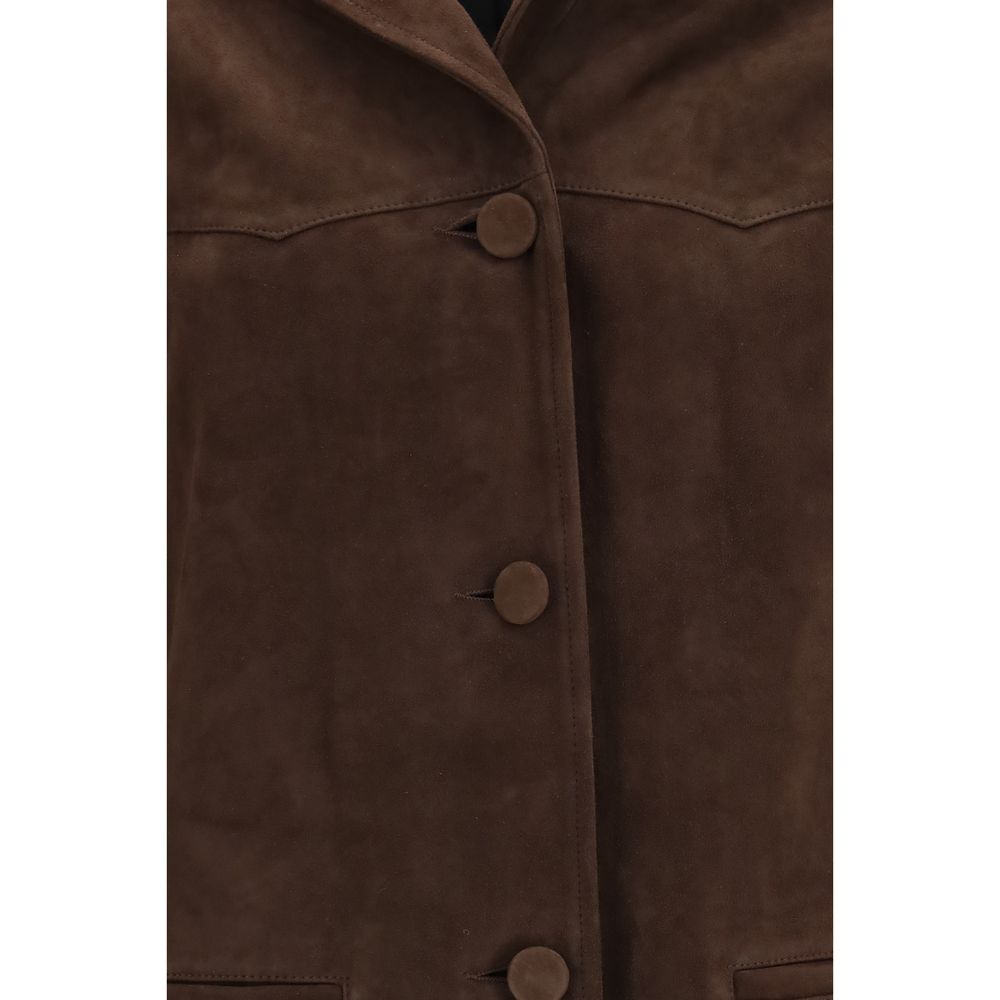 Tory Burch Brown Goatskin Leather Jacket