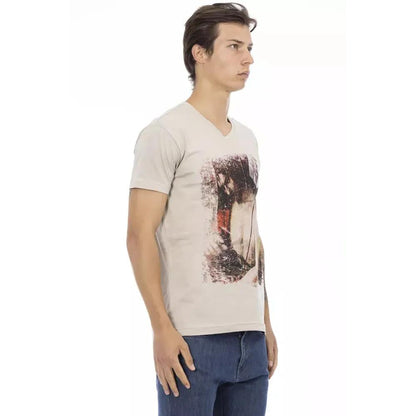 Trussardi Action Beige Cotton Men T-Shirt