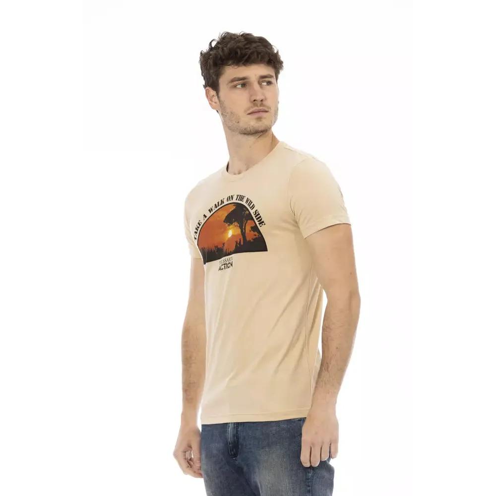 Trussardi Action Beige Cotton Men T-Shirt