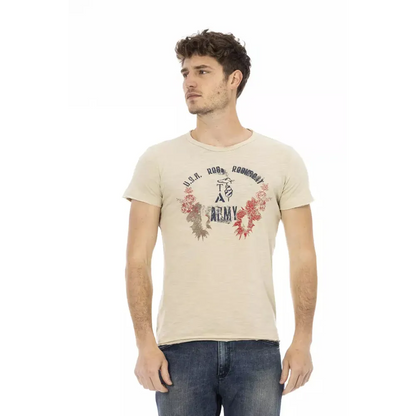 Trussardi Action Beige Cotton Men T-Shirt