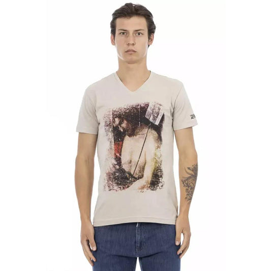 Trussardi Action Beige Cotton Men T-Shirt