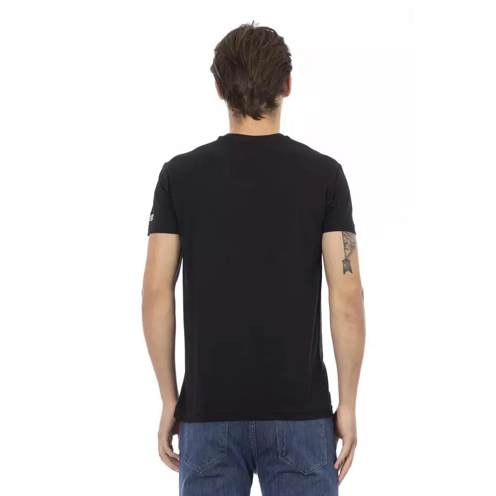 Trussardi Action Black Cotton Men's V-Neck T-Shirt