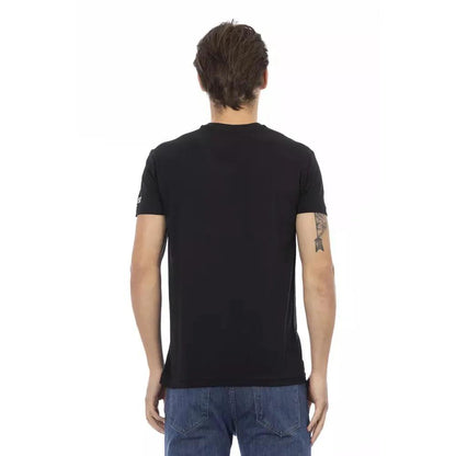 Trussardi Action Black Cotton Men's V-Neck T-Shirt