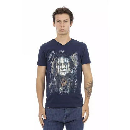 Trussardi Action Blue Cotton Men's V-Neck T-Shirt