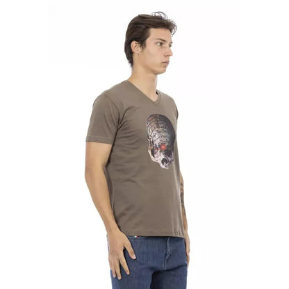Trussardi Action Brown Cotton Men's V-Neck T-Shirt