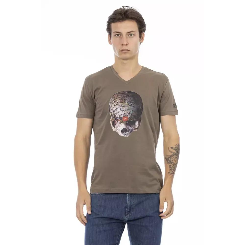 Trussardi Action Brown Cotton Men's V-Neck T-Shirt