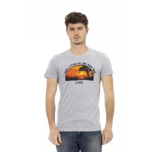 Trussardi Action Gray Cotton Men T-Shirt