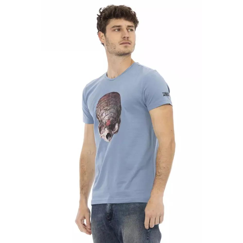 Trussardi Action Light Blue Cotton Men T-Shirt