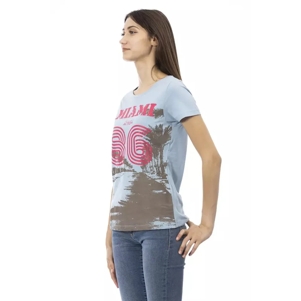 Trussardi Action Light Blue Cotton Women T-Shirt