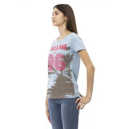 Trussardi Action Light Blue Cotton Women T-Shirt