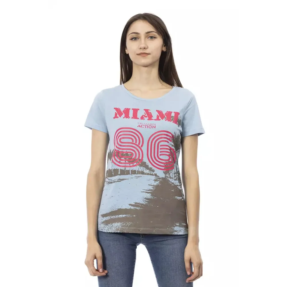 Trussardi Action Light Blue Cotton Women T-Shirt