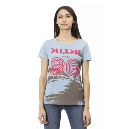 Trussardi Action Light Blue Cotton Women T-Shirt