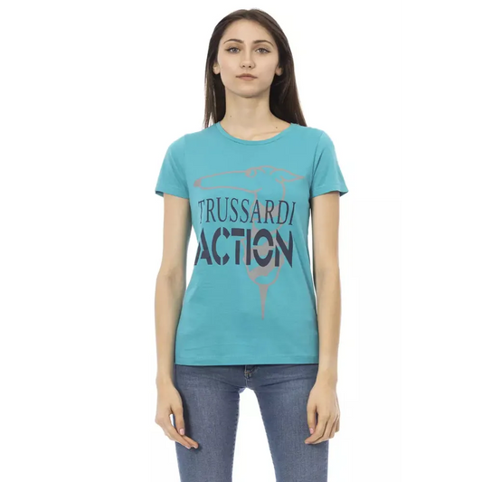 Trussardi Action Light Blue Cotton Women T-Shirt