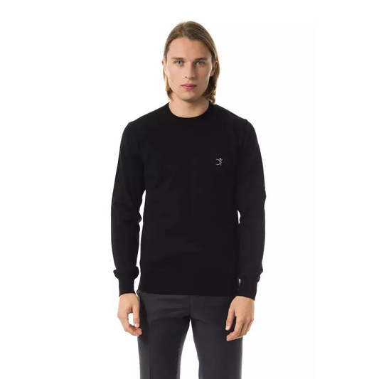 Uominitaliani Black Merino Wool Men's Sweater