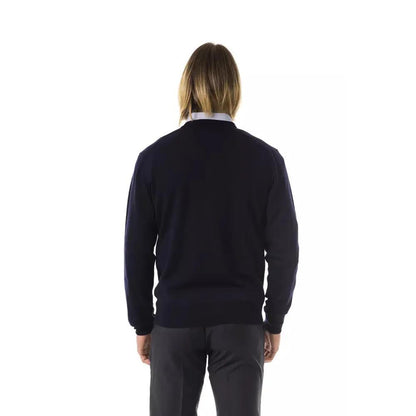 Uominitaliani Blue Merino Wool Men Sweater