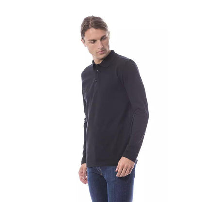 Verri Black Cotton Men Polo Shirt Long Sleeve