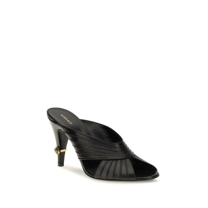 Versace Black Lamb Ovis Aries Mules
