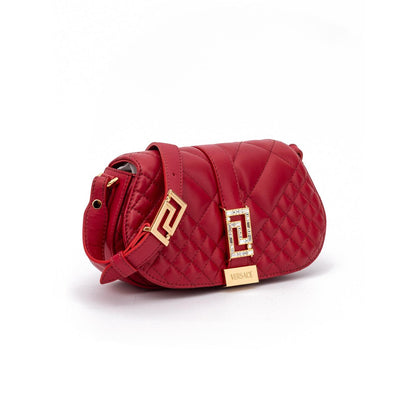 Versace Red Leather Quilted Shoulder Strap Bag