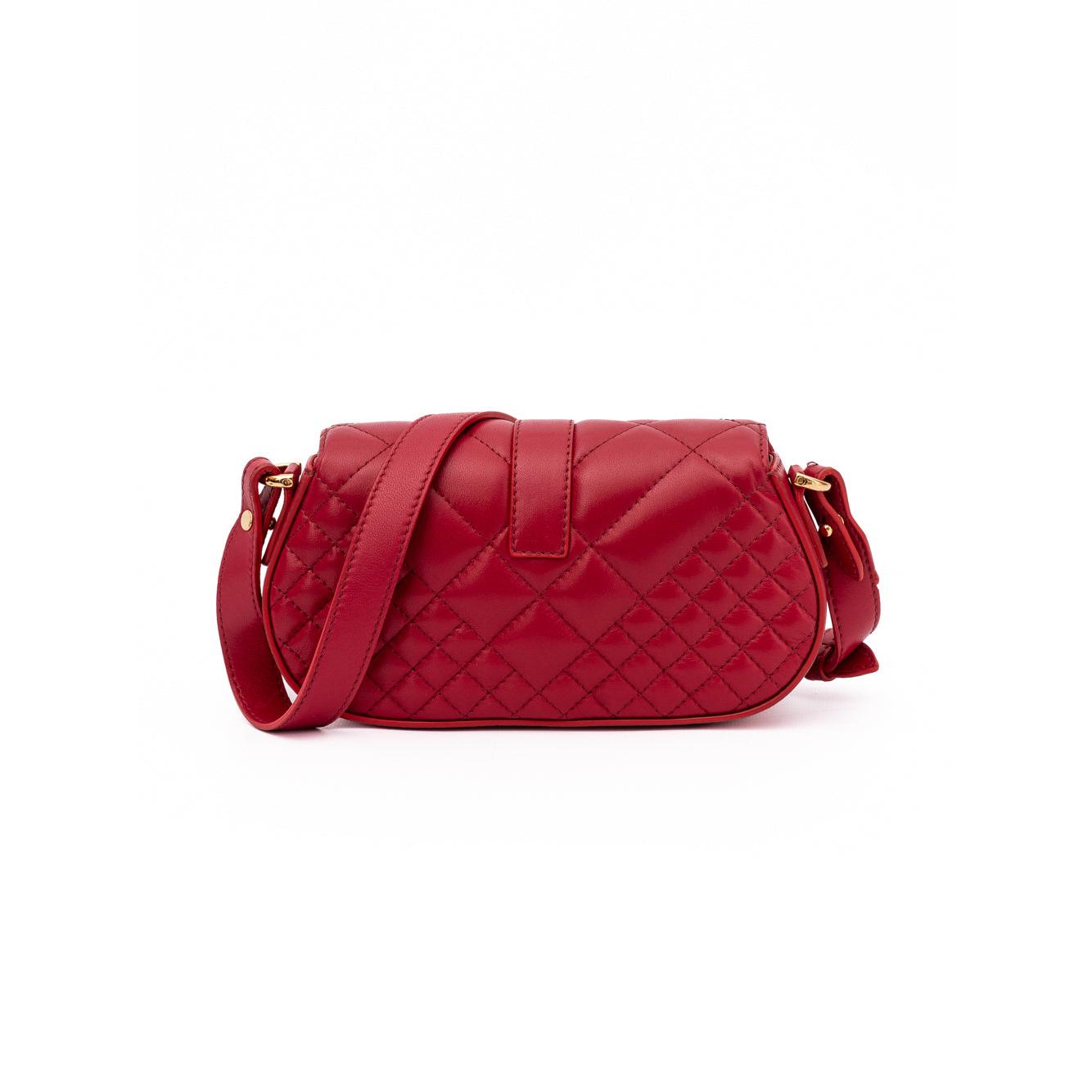 Versace Red Leather Quilted Shoulder Strap Bag