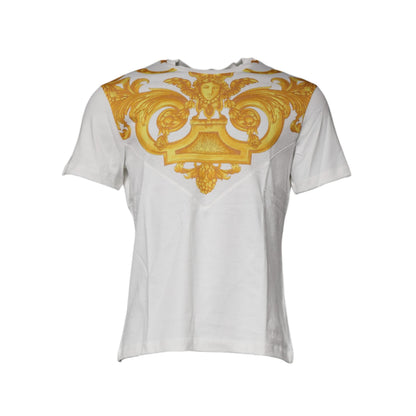 Versace White Medusa Print Cotton Crew Neck T-shirt