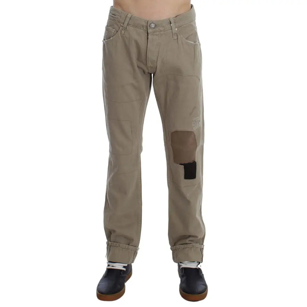 Acht Beige Cotton Patchwork Jeans