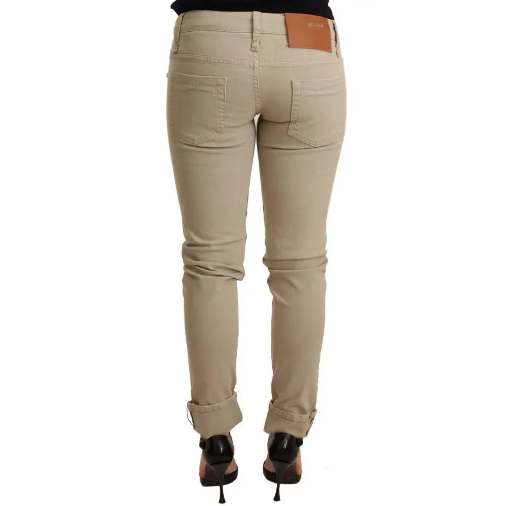 Acht Beige Cotton Slim Fit Chic Jeans