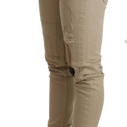 Acht Beige Cotton Slim Fit Chic Jeans