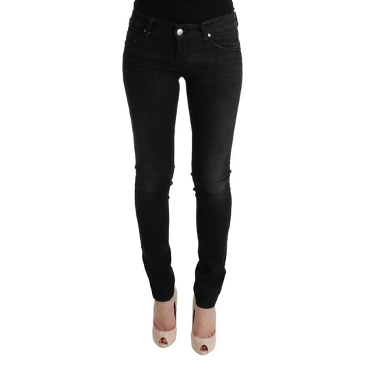 Acht Black Denim Cotton Bottoms Slim Fit Jeans