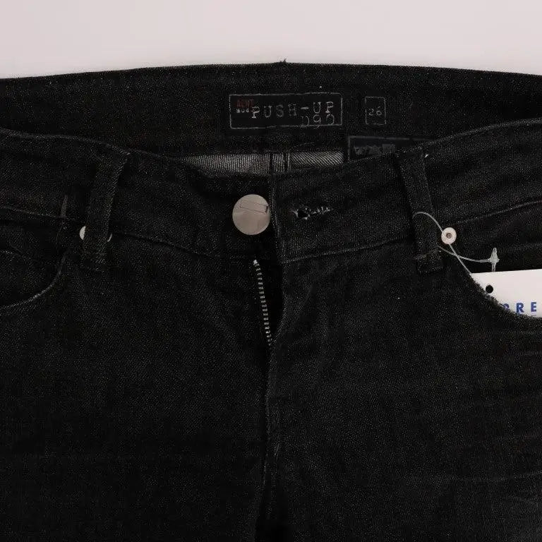 Acht Black Denim Cotton Bottoms Slim Fit Jeans