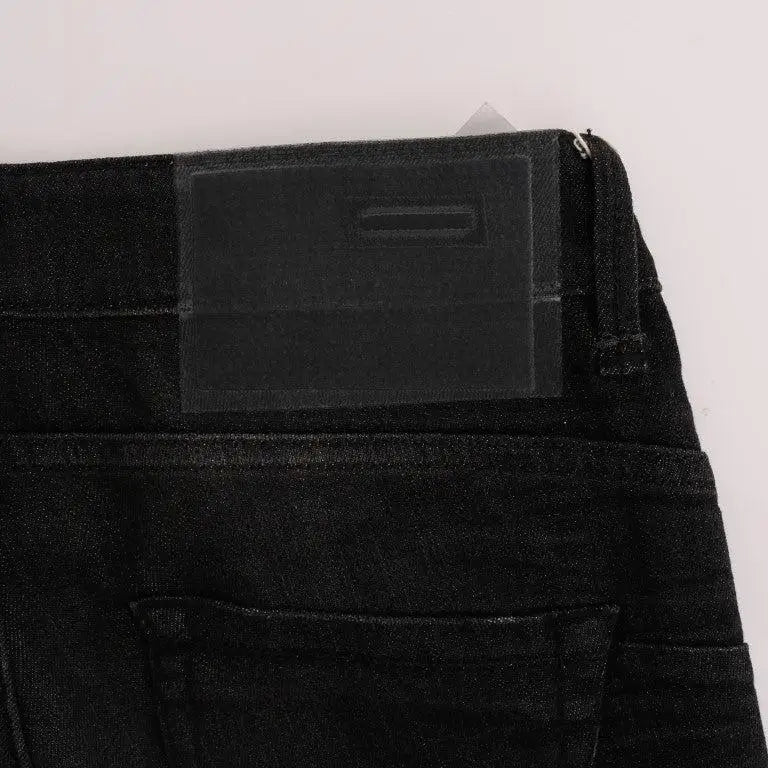 Acht Black Denim Cotton Bottoms Slim Fit Jeans