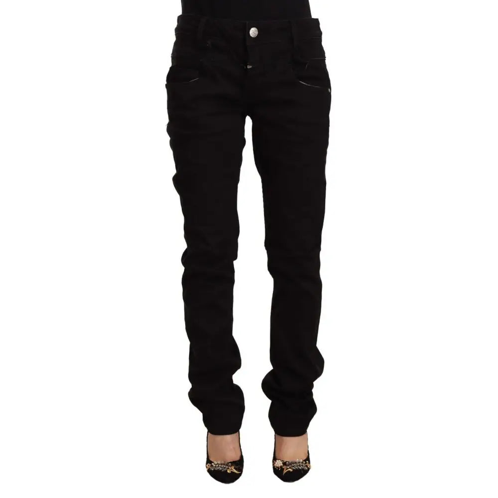 Acht Black Low Waist Cotton Stretch Denim Skinny Jeans