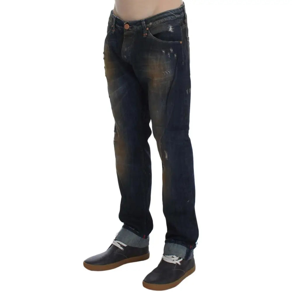 Acht Blue Wash Cotton Regular Straight Fit Jeans