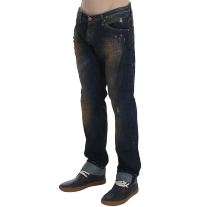 Acht Blue Wash Cotton Regular Straight Fit Jeans
