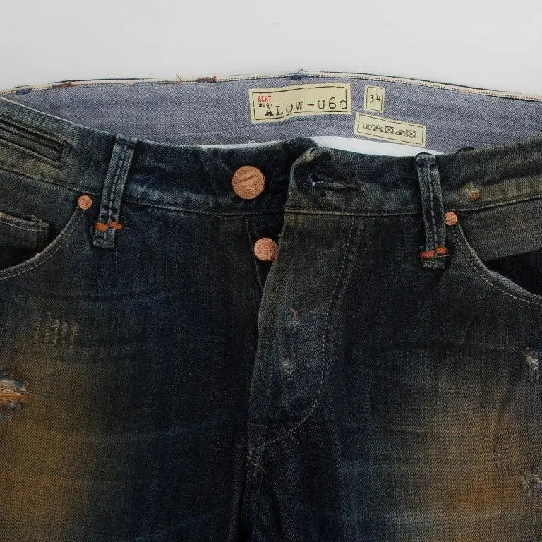 Acht Blue Wash Cotton Regular Straight Fit Jeans