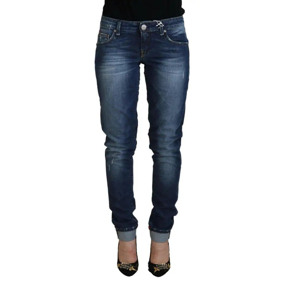Acht Blue Washed Cotton Slim Fit Women Denim Jeans