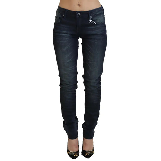 Acht Blue Washed Low Waist Slim Fit Cotton Denim Jeans