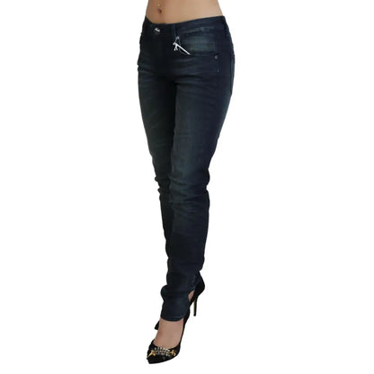 Acht Blue Washed Low Waist Slim Fit Cotton Denim Jeans