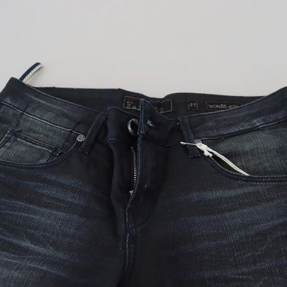 Acht Blue Washed Low Waist Slim Fit Cotton Denim Jeans