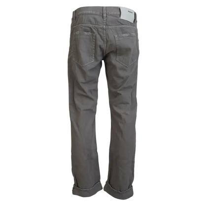 Grå Acht bomuld straight fit jeans med rullede manchetter og hvid etiket