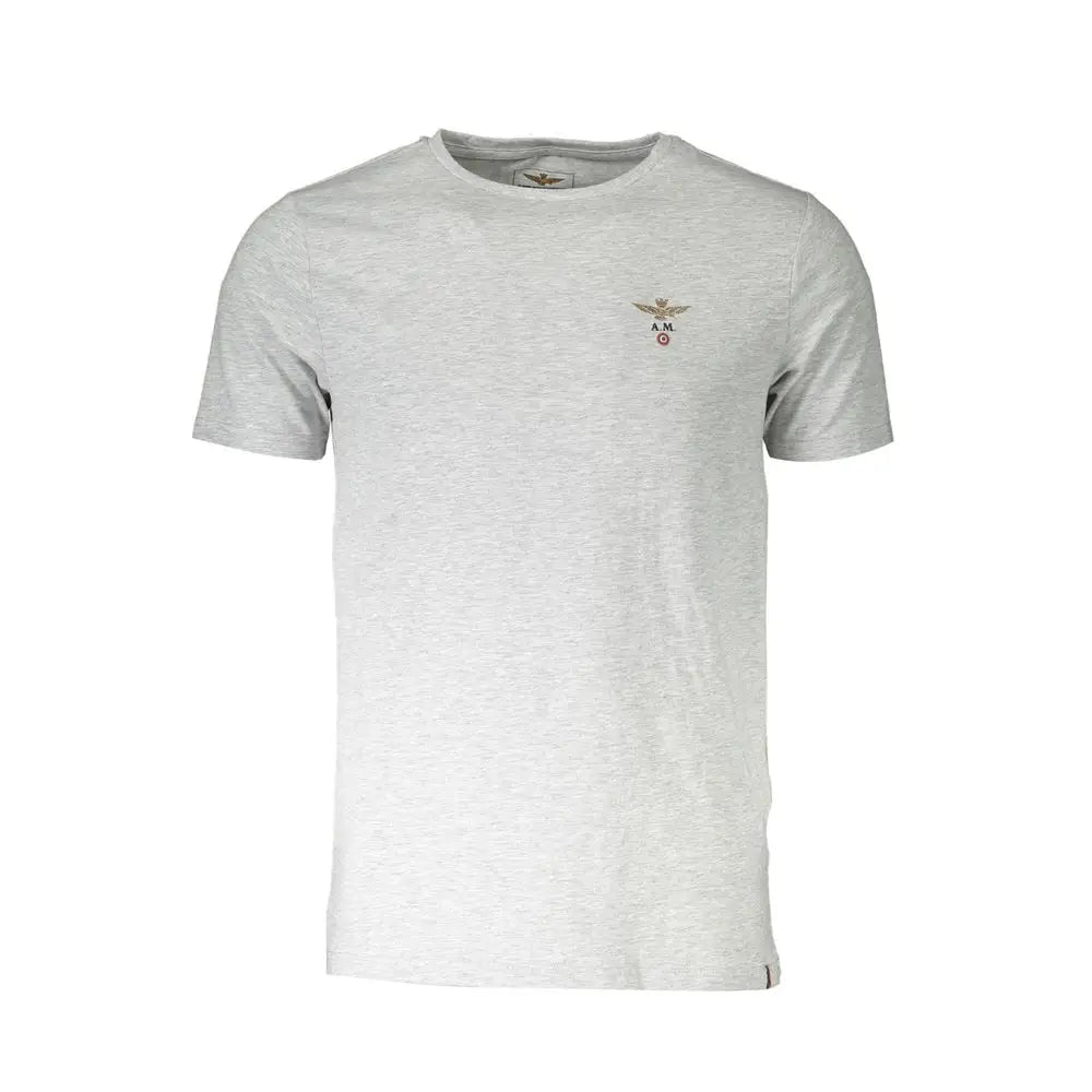 Aeronautica Militare Grigio cotton t-shirt with embroidered logo on chest