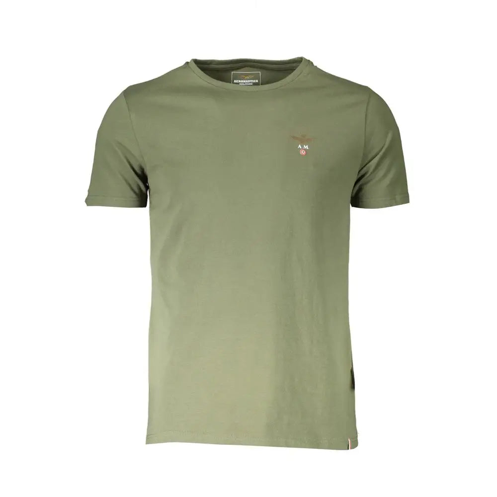 Grøn Aeronautica Militare bomuldsintimo t-shirt i olive med logo