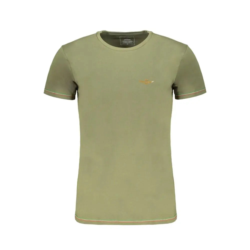 Aeronautica Militare Verde cotton t-shirt i olivengrøn med guld broderi