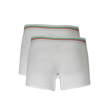 Aeronautica Militare white cotton mænds boxer med rød-hvid-grøn stribebånd