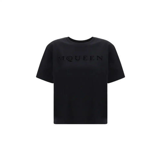 Alexander McQueen sort T-shirt i sort bomuld med mqueen-logo