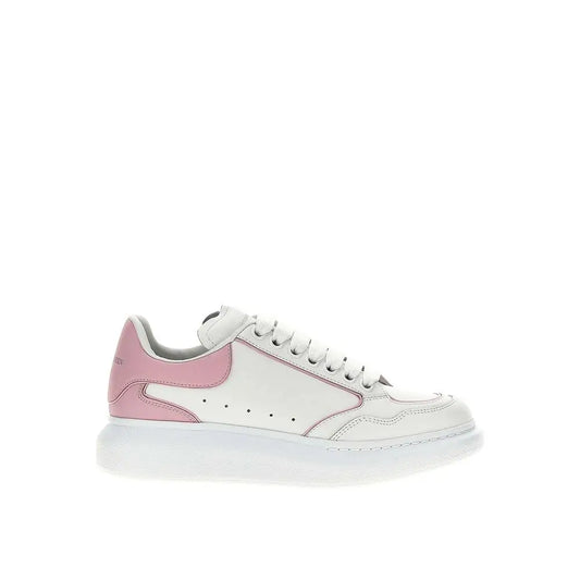 Alexander McQueen hvide chunky sneakers i læder med pink detaljer